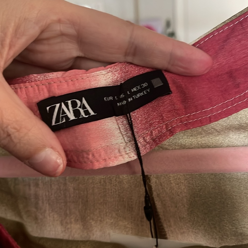 NWT ZARA TIE-DYE Wrinkle Design SZ L Wide Leg Pant with Front Drape Side Zip. - Picture 2 of 9